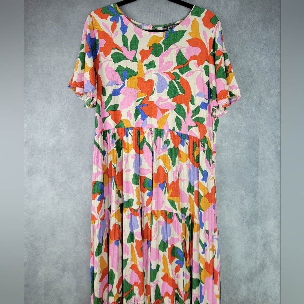 Mister Zimi Winter Colorful Fun Spring Midi Dress In Leaf Size 10 — image 4 of 8